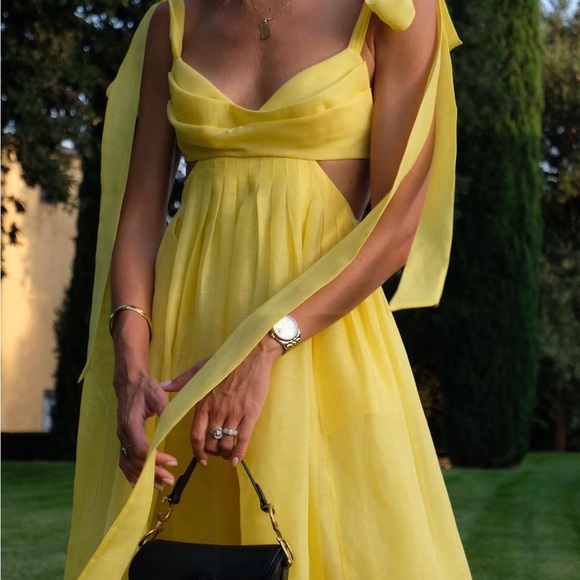 Zimmermann Sunshine Wild Botanica Bralette Open Back Linen Dress AU 0 US S - Picture 3 of 11